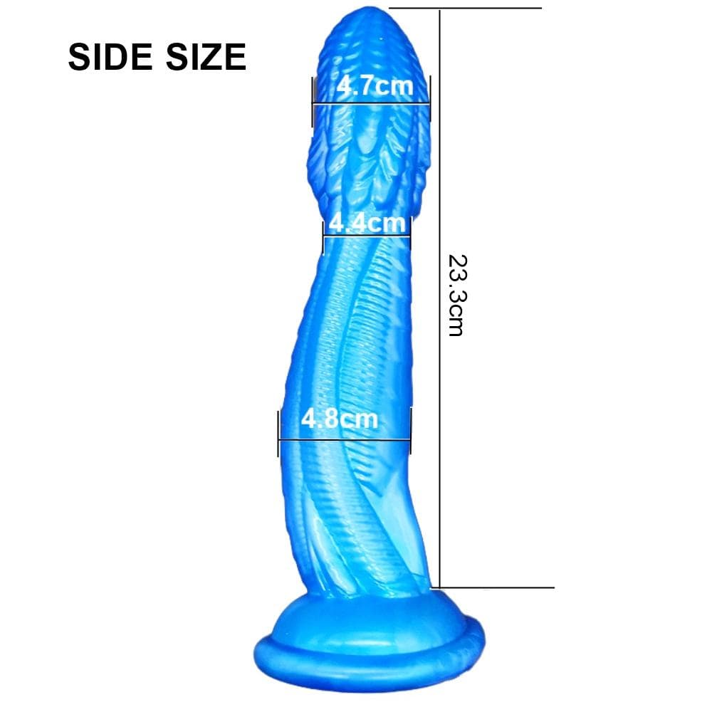 This is an image of the dragon dildo in pink, equipped with a strong suction cup for stability during intense play sessions.