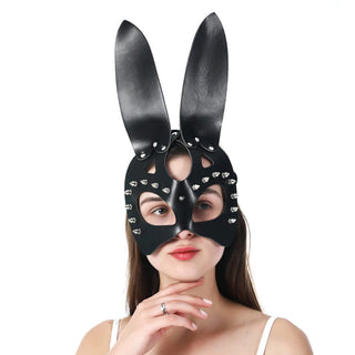 This is an image of Sexy Badass Bunny Mask with metal spikes and erect ears, perfect for role-playing and BDSM adventures.