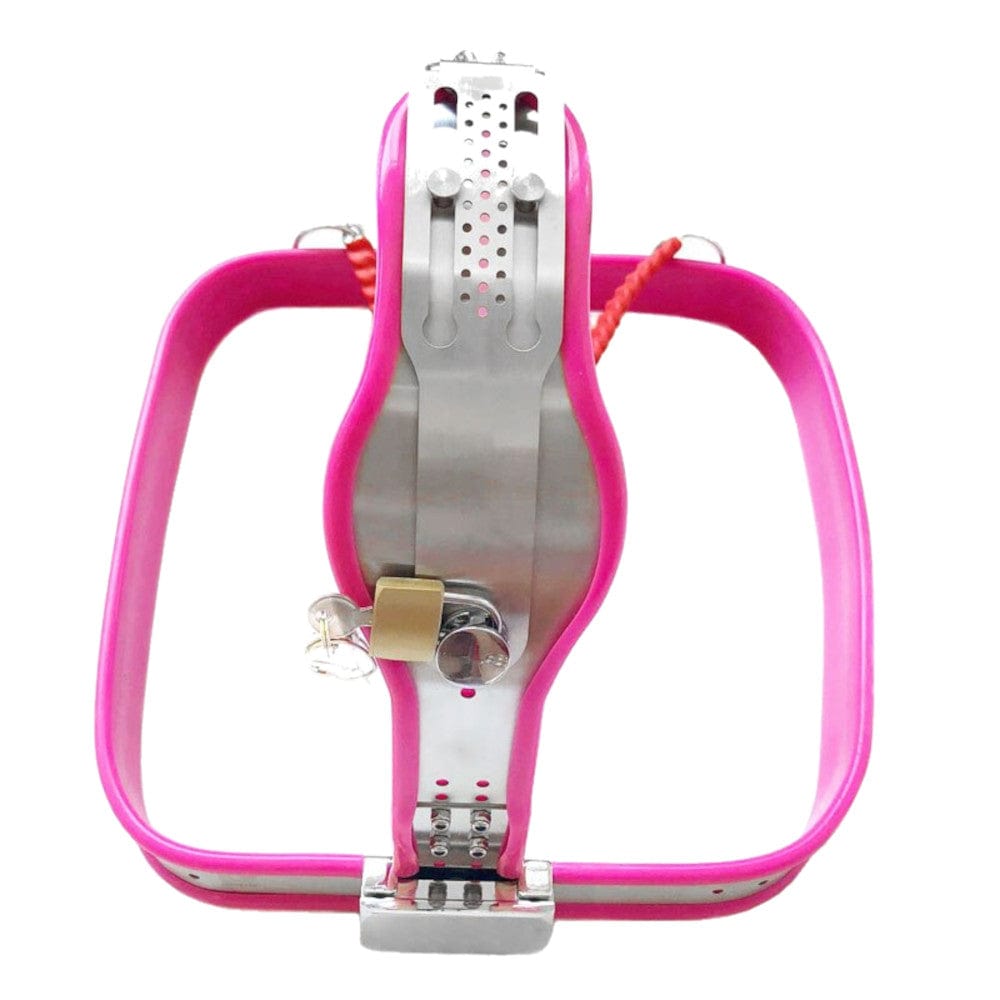 A pink Female Masturbation Prevention Permanent Chastity Belt designed for comfort and style.