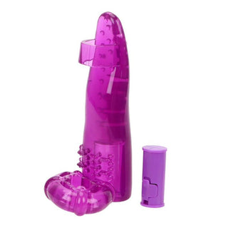 This is an image of Tongue-Shaped Foreplay Vibrating Ring featuring a dual-ring design.