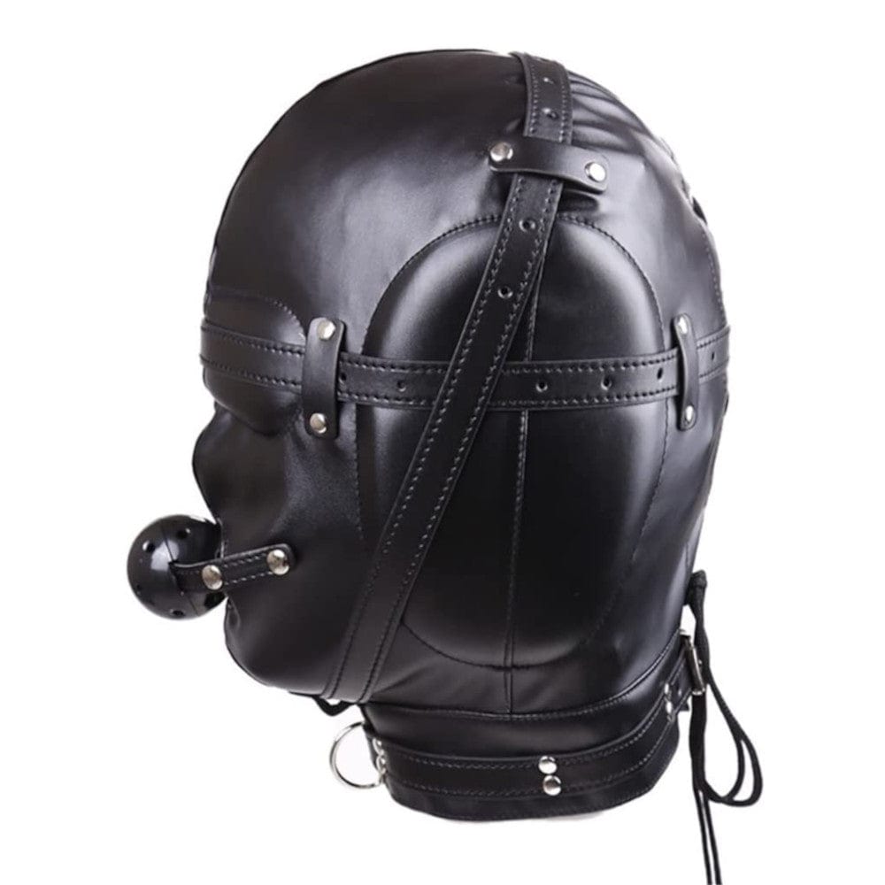 An image showcasing the adjustable feature of the Sensory Deprivation Leather Slave collar, ranging from 18 to 24.5 inches.