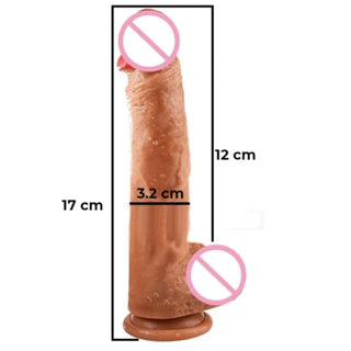 No Nonsense Masturbator 6 Inch Soft Dildo image showing its 1.26-inch width, textured shaft, and strong suction cup for versatile play.