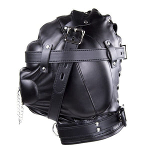 Black Leather Mask enveloping the entire face for complete sensory control.