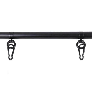 In the photograph, you can see an image of Black Adjustable Restraint Spreader Bar with four hook attachments for versatile play.