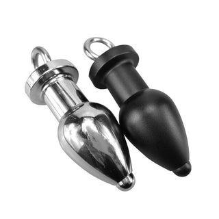Metal Ass Dilator Hollow Anal Plug 4.53 Inches Long, showcasing a tapered tip and teardrop-shaped head for easy insertion and fulfilling sensations.