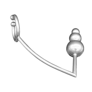 A detailed image of the specifications of Beaded Intruder Ring Anal Toy, including its silver color, stainless steel material, and carefully measured dimensions for optimal stimulation.