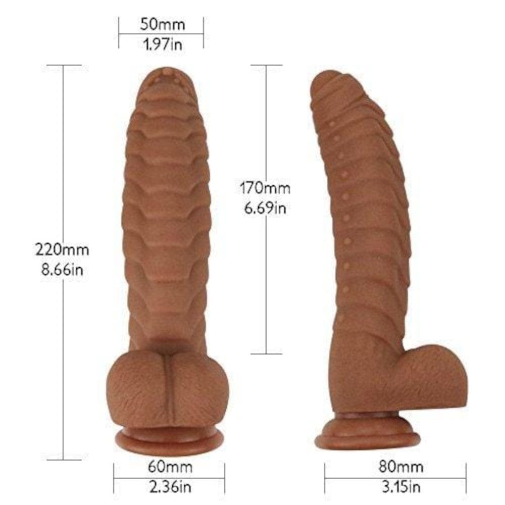 Experience intense sensations with this uncut 8 inch fantasy dildo, perfect for exploring new levels of pleasure.