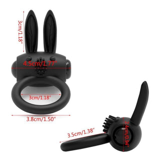 Image of Vibrating Black Rabbit Cock Ring with water-based lube for added wetness and easy cleaning.