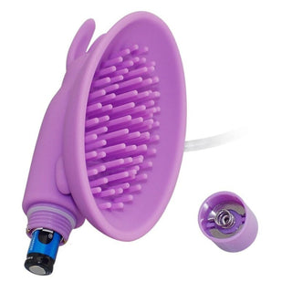 You are looking at an image of Max Pleasure Clitoris Pump in pink and purple colors, crafted from silicone material, offering a new realm of sensation and intense pleasure.