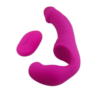 Feast your eyes on an image of Rechargeable Strapless Double Dildo in vibrant rose red and royal purple options for thrilling, sensual adventures.