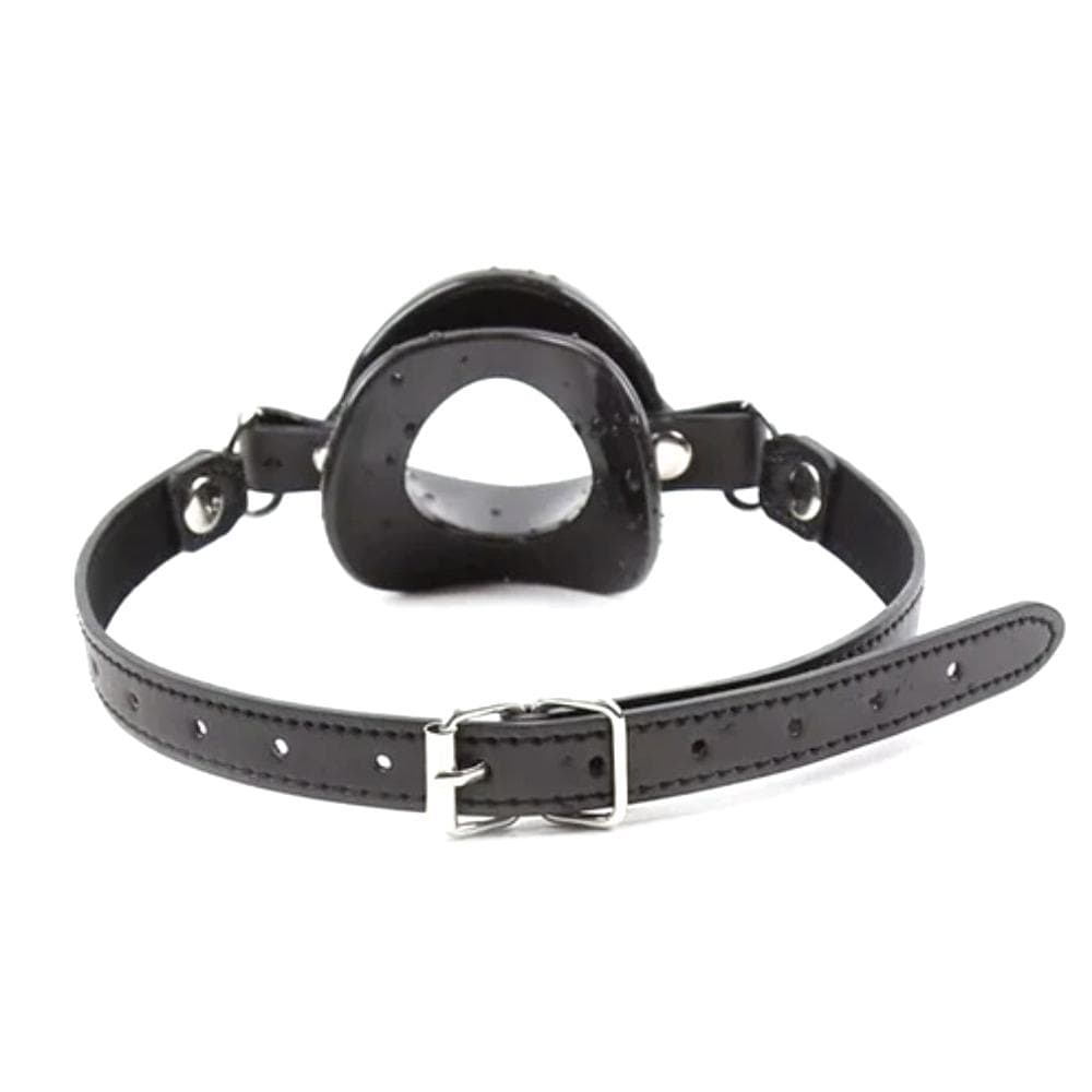 Presenting an image of the BDSM gag with vegan-friendly synthetic leather straps for conscious play.