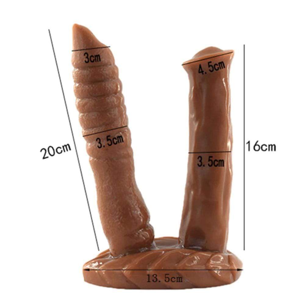 This is an image of the dual penetration ribbed animal dragon dildo for unleashing your inner animal.