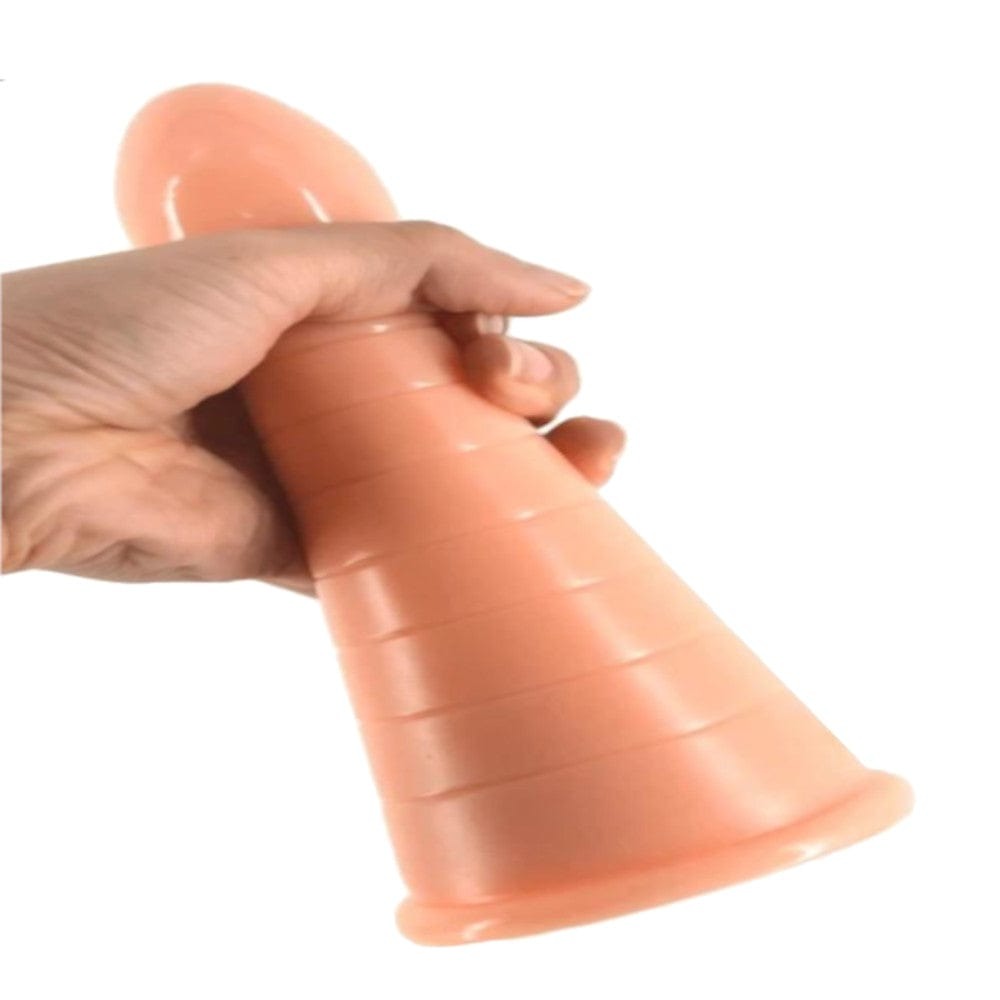 This image showcases the Big Bad Cone-Shaped Anal Plug, suitable for ass indulgence and enjoyable experiences, complete with a suction cup for versatile play.
