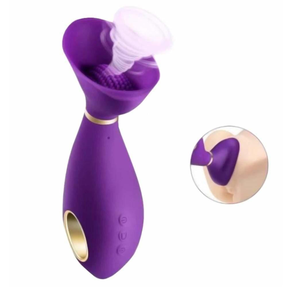 A picture of the high-quality silicone-made Erotic Stimulator Multispeed Nipple Toy Tongue Vibrator in Pink color.
