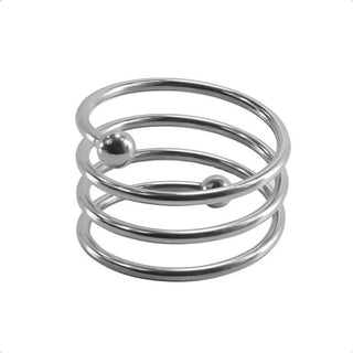 Spiral Enclosure Silver Penis Ring - Image of high-quality metal ring for safe and smooth play.
