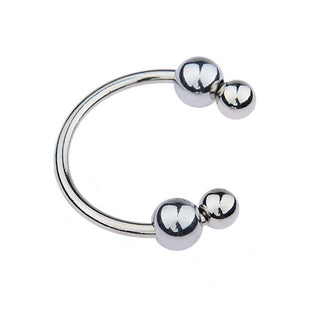 Feast your eyes on an image of C-Shaped Beaded Stainless Glans Ring with adjustable beads for comfort.