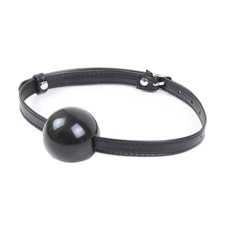 What you see is an image of Classic BDSM Silicone Gag with adjustable vegan leather strap and silicone ball for silent pleasure.