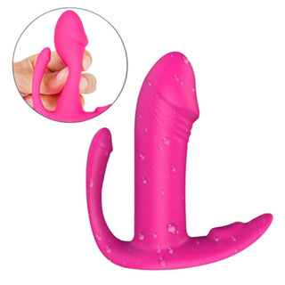 What you see is an image of the dimensions of the Triple Stimulating Discreet Remote Underwear Wearable Vibrator Butterfly