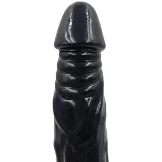 Image of a flexible double-ended dildo designed for dual penetration in black color.