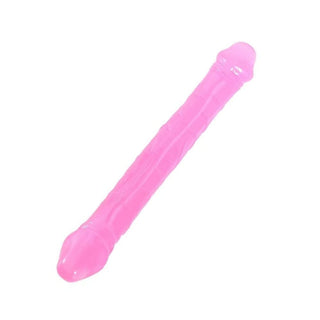 Transparent Flexible Double Ended Soft Dildo Jelly showcasing its dual ends for front and rear penetration.