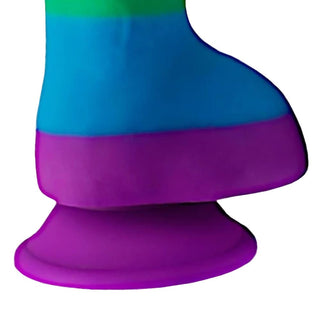 A colorful dildo with a veiny shaft and prominent head for ultimate pleasure.