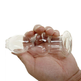 What you see is an image of Clear Glass Ass-Gaping Hollow Butt Plug 4.53 Inches Long measuring 4.53 inches in length for ample space.