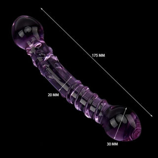 Purple Double Ended Glass Dildo made for raw bliss and endless orgasms without bacterial contamination.