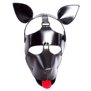 Racy Pup Black Leather Puppy Hood