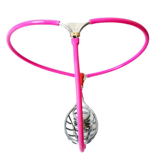 Picture of the pink chastity belt made from non-toxic materials for comfort and durability.