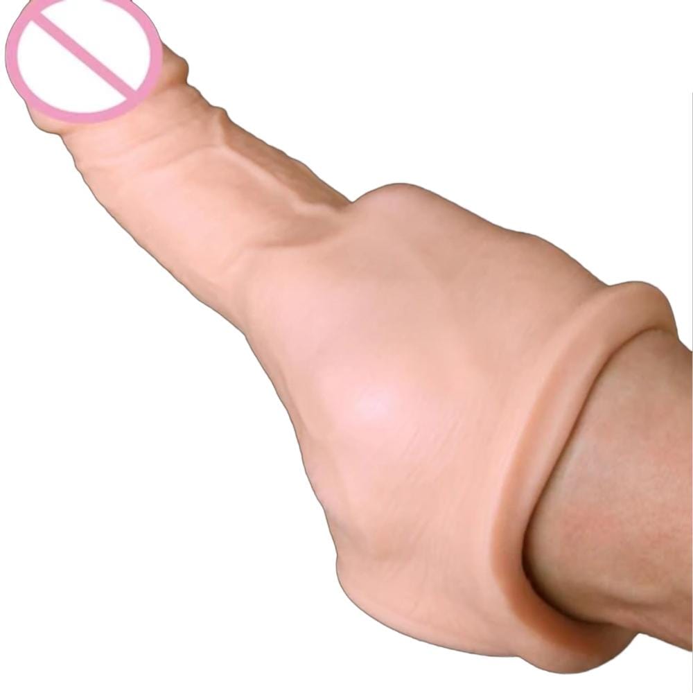 Silicone thick penis sleeve with a snug fit and realistic texture for heightened sensations.