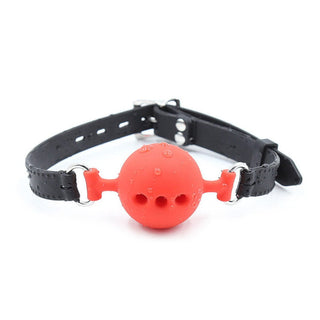 Intimate gear with adjustable PU leather straps and silicone ball for safety and comfort during play.