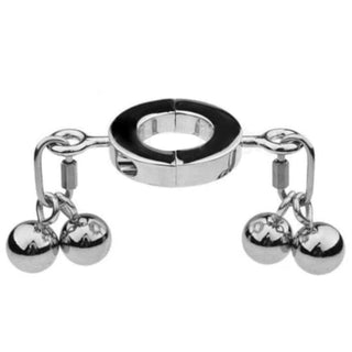 Take a look at an image of Metallic Testicle Stretcher Weights with a thin ring measuring 0.51 inches (13 mm) for customizable pleasure.