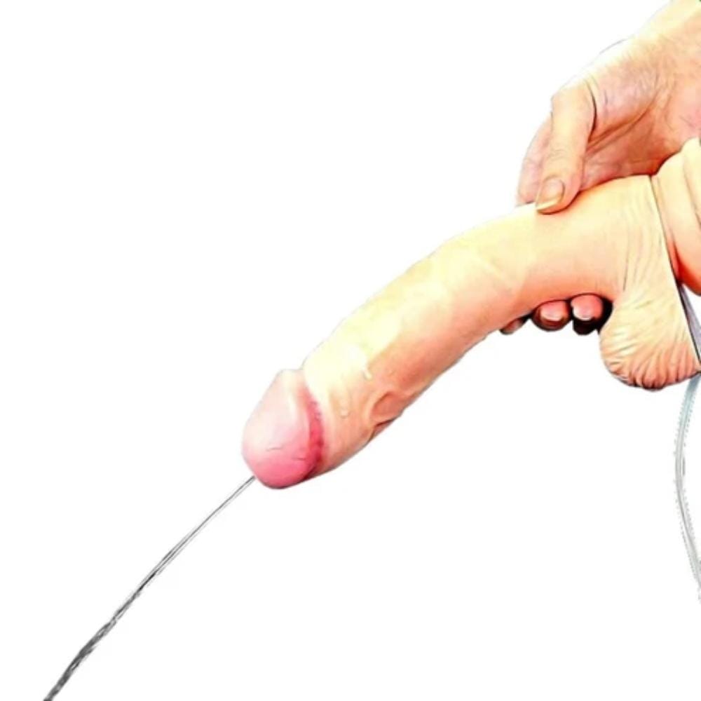 Realistic squirting dildo with suction cup, easy to clean and non-porous surface