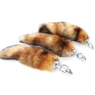 17" Brown Wolf Tail Stainless Steel Butt Plug