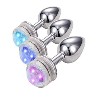 Take a look at an image of Stainless Steel Pretty Jewel LED Plug Men With Remote highlighting its sleek design and comfortable dimensions.