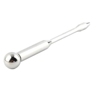 Displaying an image of a stainless steel penis wand with a 0.43 ball tip for added safety.