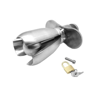 Featuring an image of Backdoor Security Metal Locking Plug with unique locking mechanism for secure playtime.