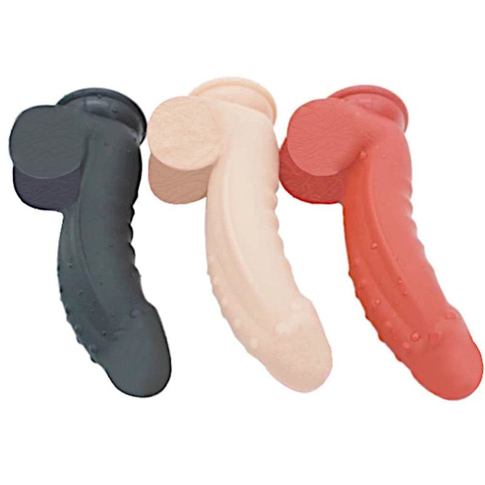 Displaying an image of Futuristic Colored Dragon Dildo With Suction Cup in black color.