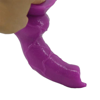 View of the 7.28-inch long wolf dildo with a 1.26-inch head and a 2.64-inch base in health PVC material for flexibility.