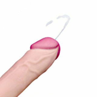 View the lifelike features of Cumming 8 Inch Dildo With Balls and Suction Cup, including a bulbous head and veiny shaft for intense stimulation.