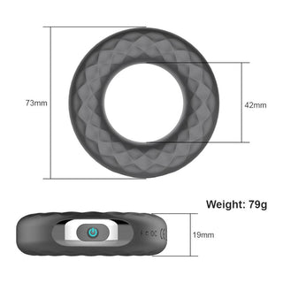 Pictured here is an image of the dimensions of Stylish Rechargeable Vibrating Cock Ring Silicone for a perfect fit