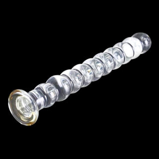 An image showcasing Large Beaded Glass Wand 10 Inch, with a flared base for safe anal play.