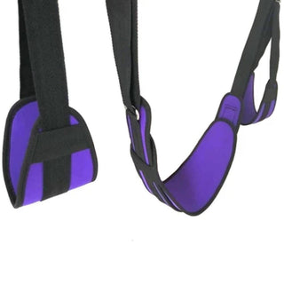 Purple Leg Spreader Sex Swing in purple and black color with adjustable length and spreader feature for versatile positions.