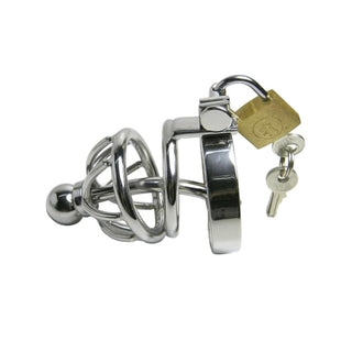 Explore the thrill of control with this compact yet potent urethral chastity device, crafted from high-quality stainless steel for a durable and pleasurable experience.