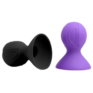 What you see is an image of Small Badass Stimulator Silicone Nipple Toy in purple color, large size: 4.06 inches length, 3.15 inches diameter.