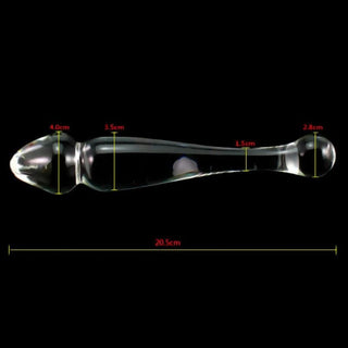 This is an image of the Crystal Clear Masturbator Glass Dildo, a non-porous and hygienic toy for tantalizing pleasure.