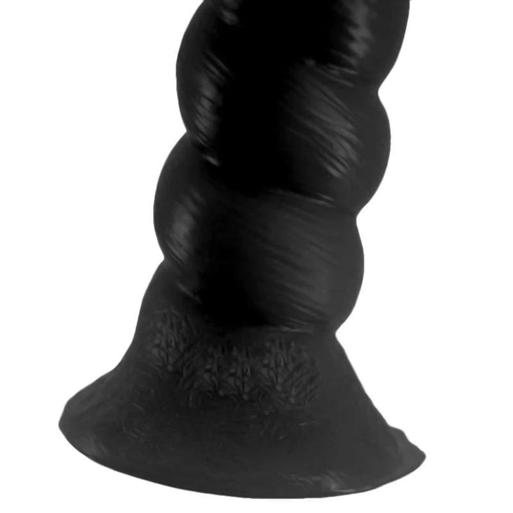 Thick black dildo with strong suction cup for versatile play
