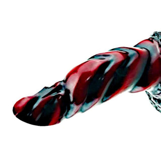 This image showcases a dragon dildo made from hypoallergenic, non-toxic, and non-porous material for safe and pleasurable play.