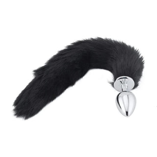 Experience the Midnight Black Wolf Tail with Stainless Steel Plug, a luxurious accessory for unleashing your inner beast in intimate moments.