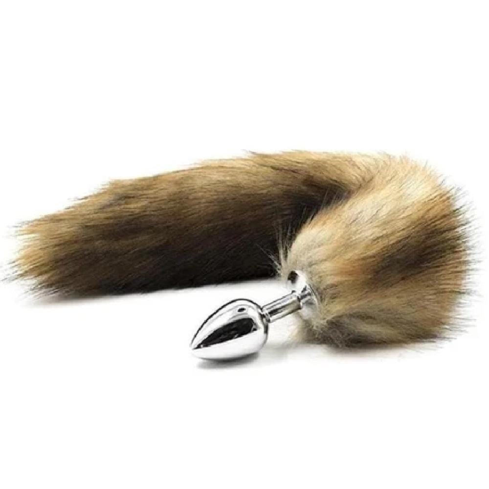 A picture of Seductive Fox Tail Plug 17 Inches Long with a black faux fur tail.